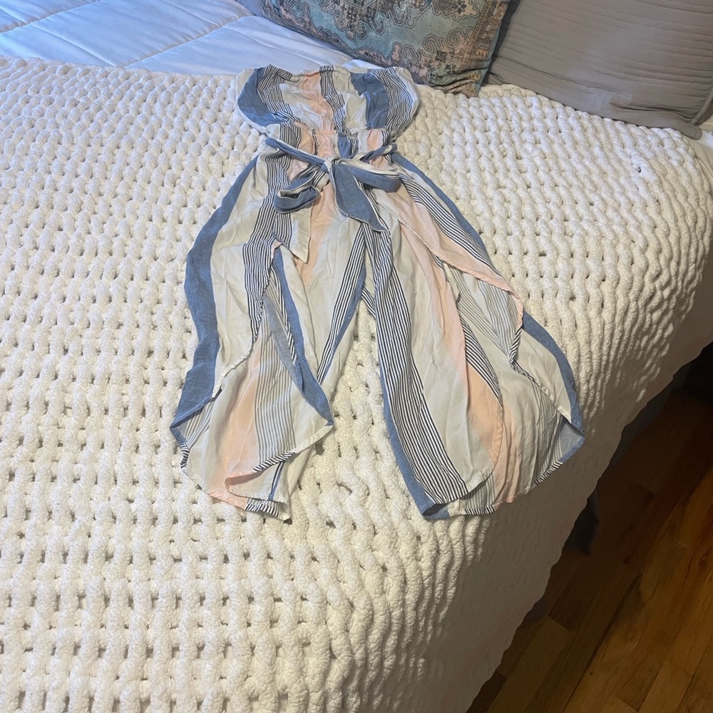 Striped Jumpsuit with Tie Waist